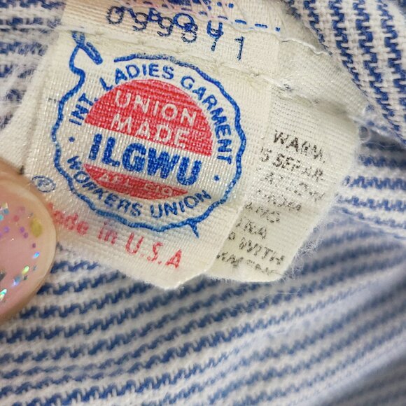 Vintage Blue & White Pinstripe Blazer Jacket Union Made in USA - Picture 4 of 7